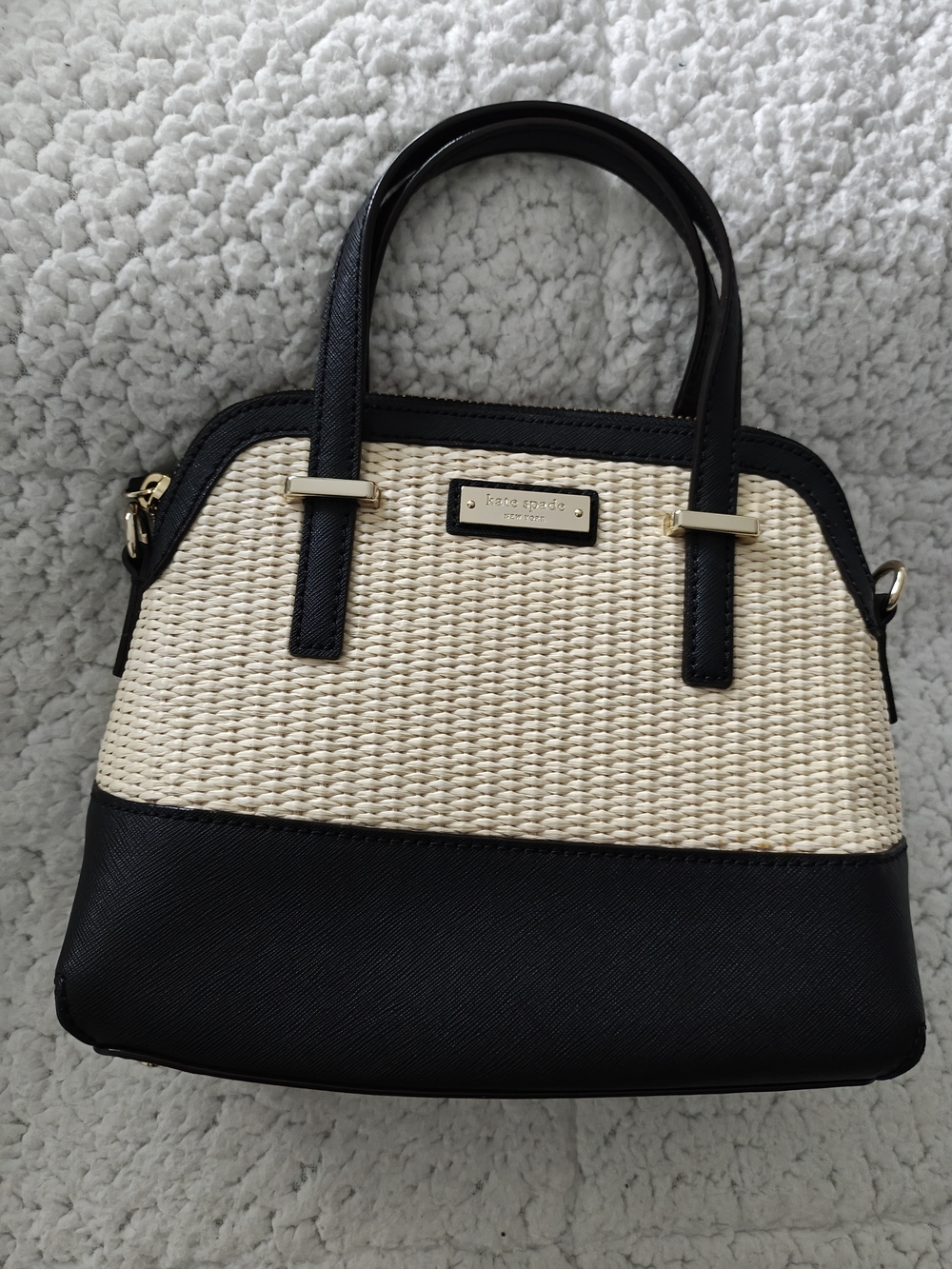 kate spade New York Black and Cream Woven Dome Satchel Like A New 💕